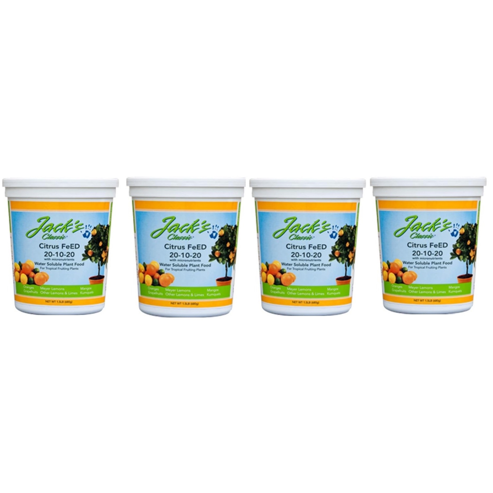 JR Peters (#52524) Jacks Classic No.1.5 20-10-20 Citrus Food Fertilizer – 4 Pack