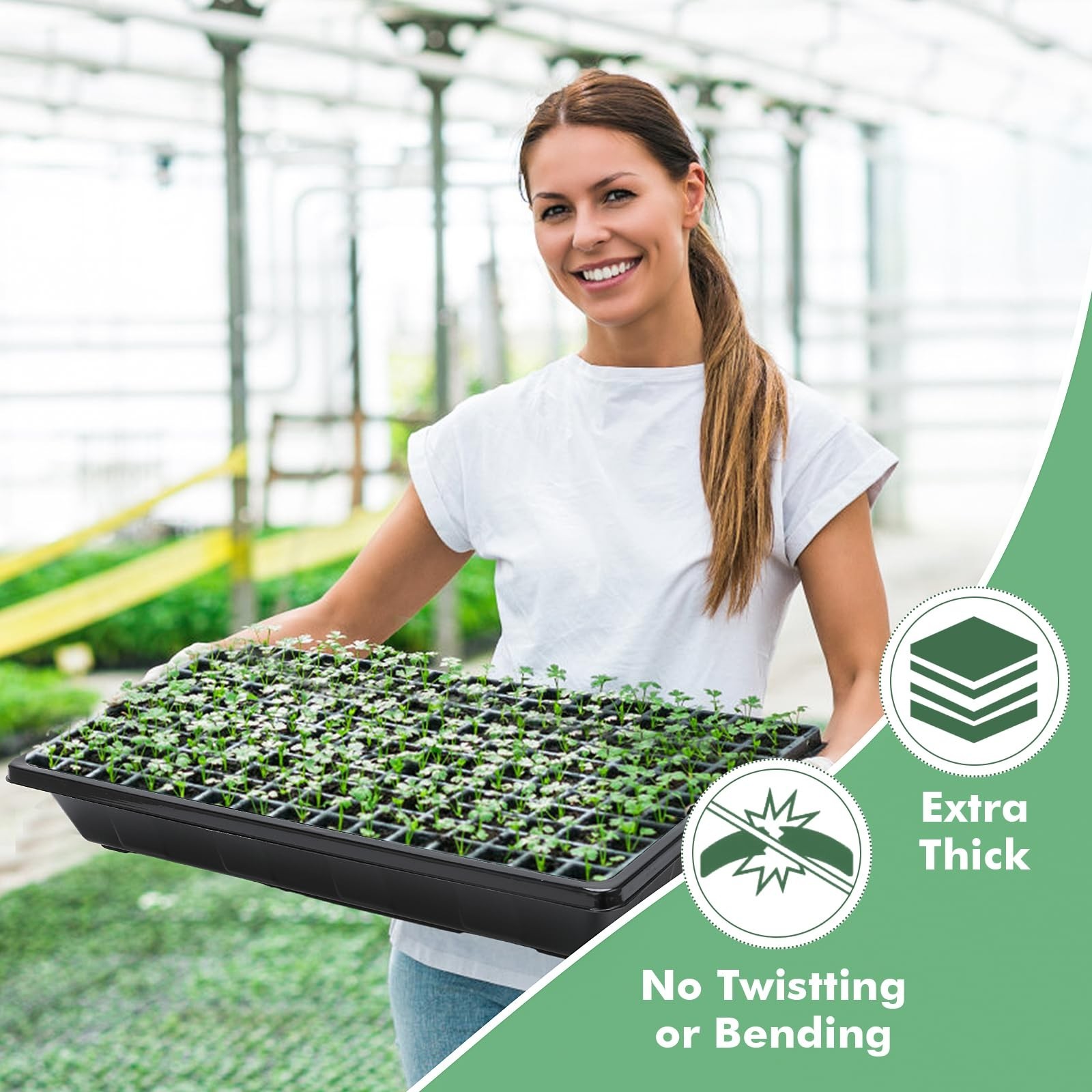 Sckee Upgraded 10 Pack Plant Growing Trays Seed Starting Tray Microgreens Gro…