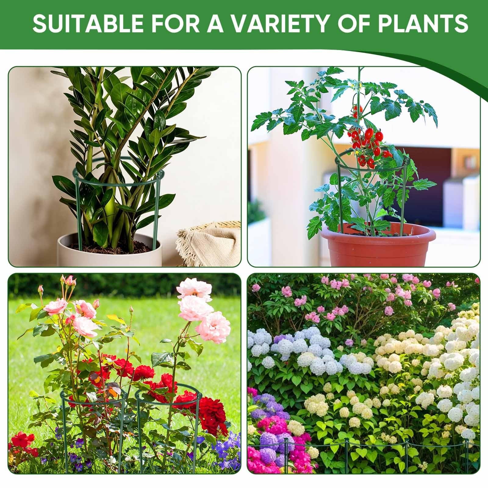 HiGift 10 Pack 24″ H x 10″ W Tall Plant Support Stakes, Half Round Metal Peon…
