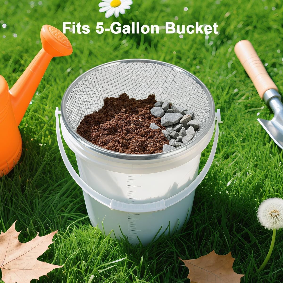 Soil Sifter Galvanized Screen, Soil Sieve for Compost Dirt Sand Rock, Rust-Re…