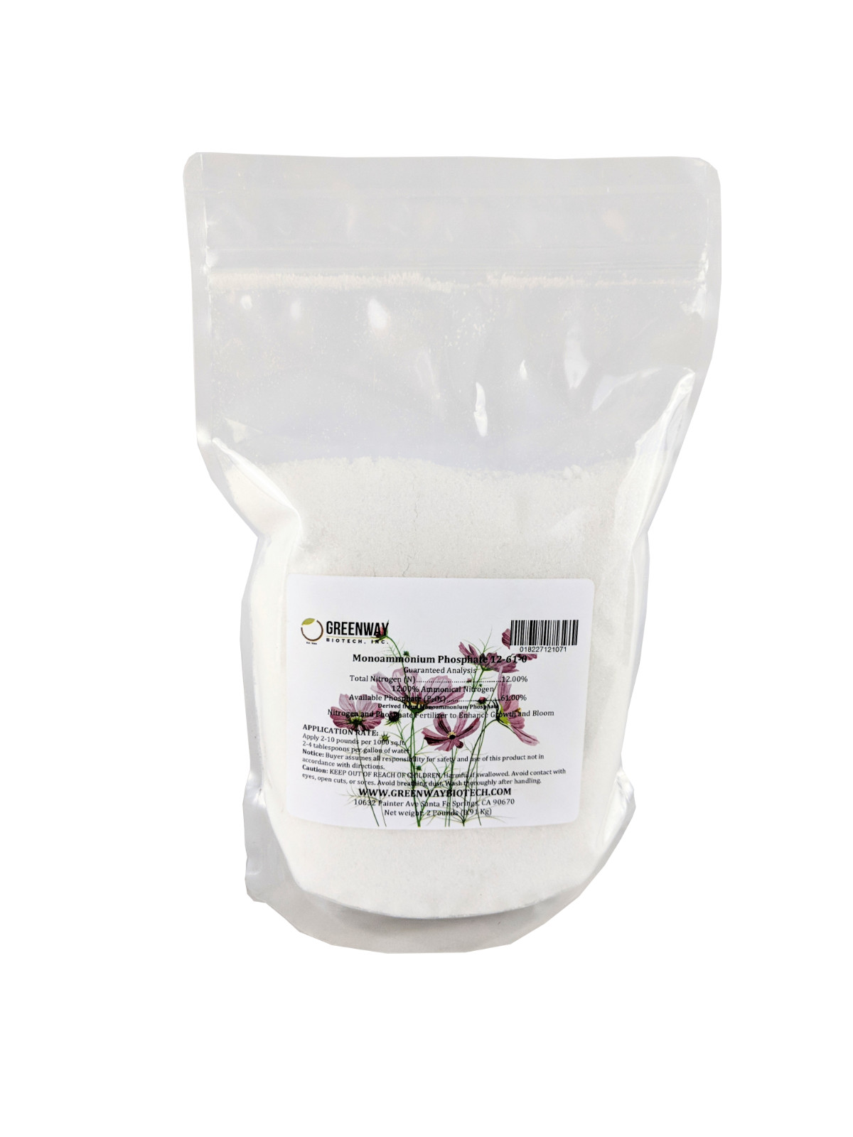 Monoammonium Phosphate 12-61-0 100% Water Soluble “Greenway Biotech Brand” 2 LB