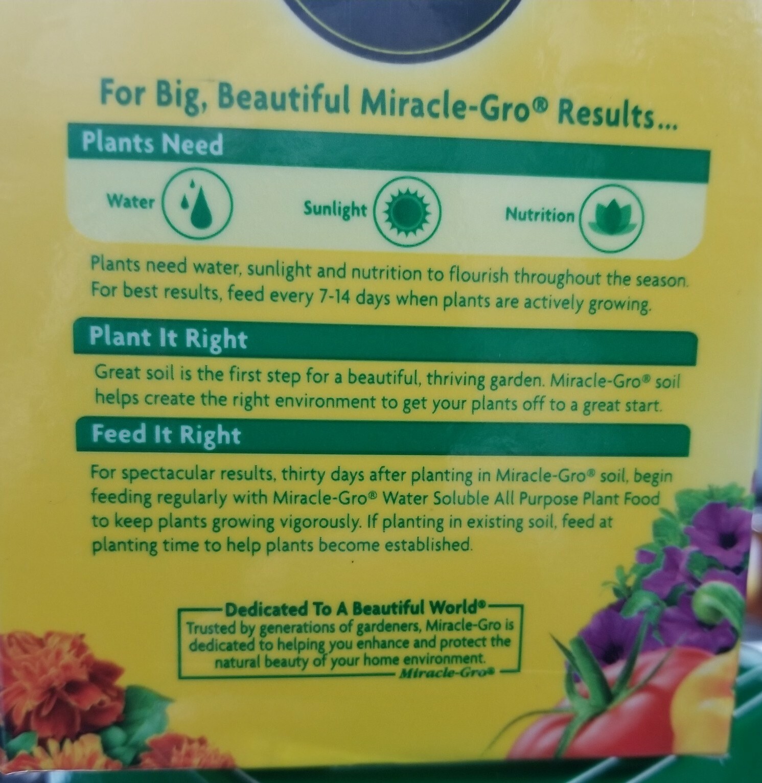 Plant Flower Food Miracle-Gro Water Soluble 1.5 lb. All-Purpose Beautiful Plants