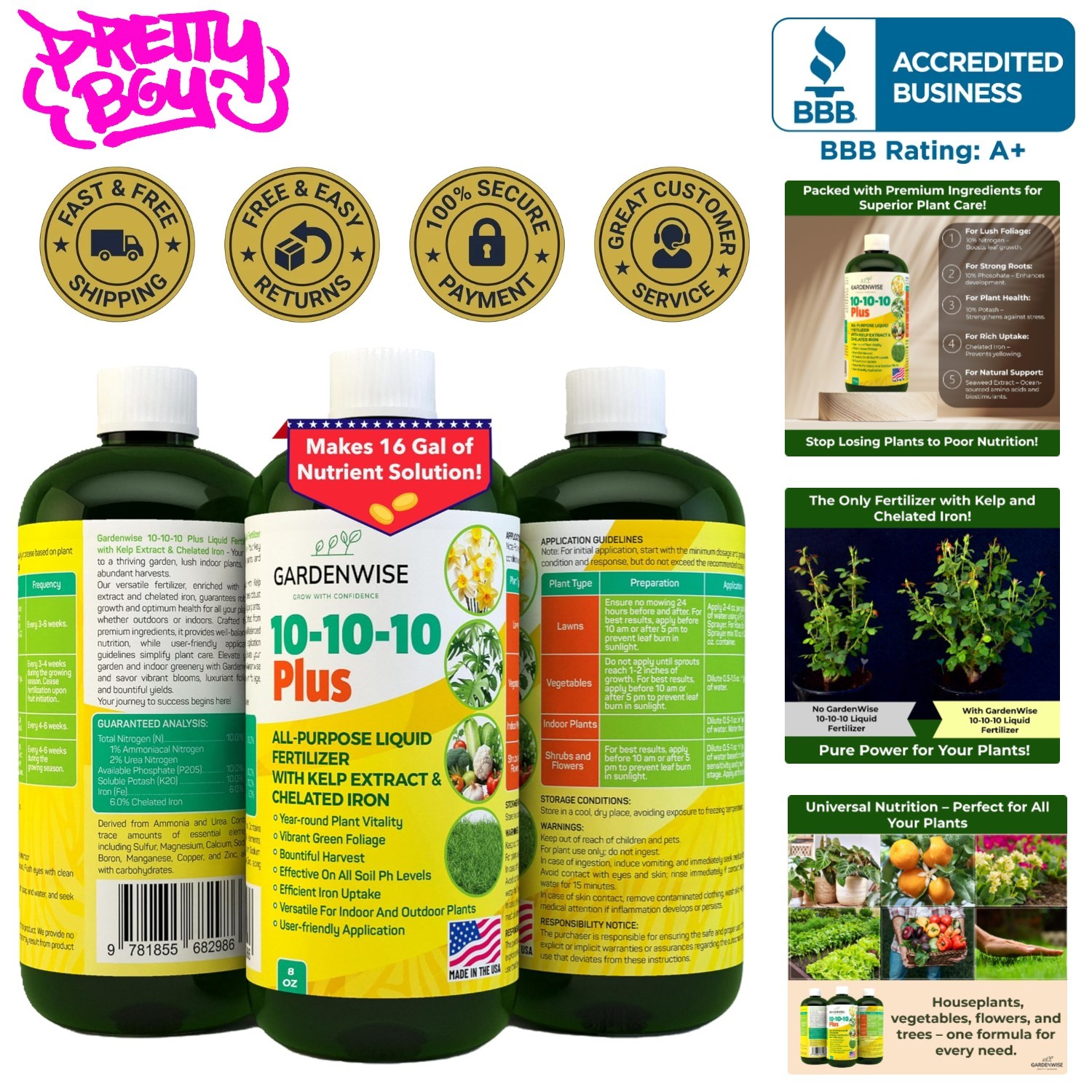 Easy Mix 10-10-10 Liquid Fertilizer – Nourishing Seaweed & Iron Blend – 8oz