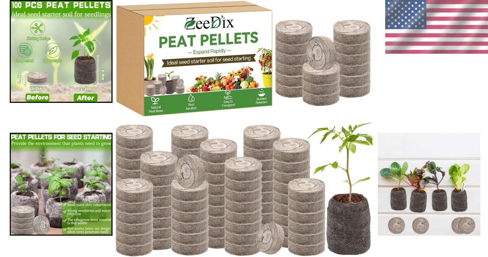 High Success Rate Seed Starter Pods – 100 Pcs 30mm Peat Pellets for All Plants