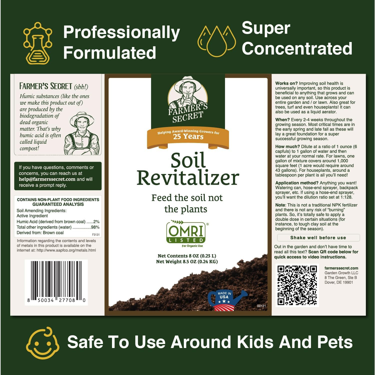 Farmer’S Secret Soil Revitalizer (32Oz) – Organic (OMRI Listed) Dirt Health Boos