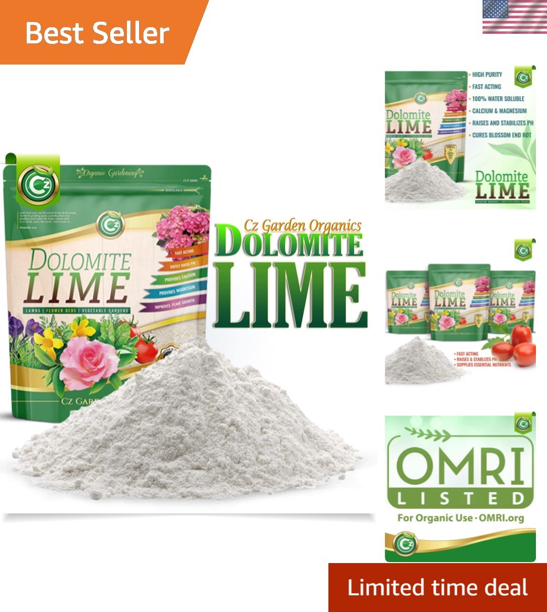Organic Dolomite Lime 5LB – – Garden Soil Amendment Fertilizer for Plants. C…