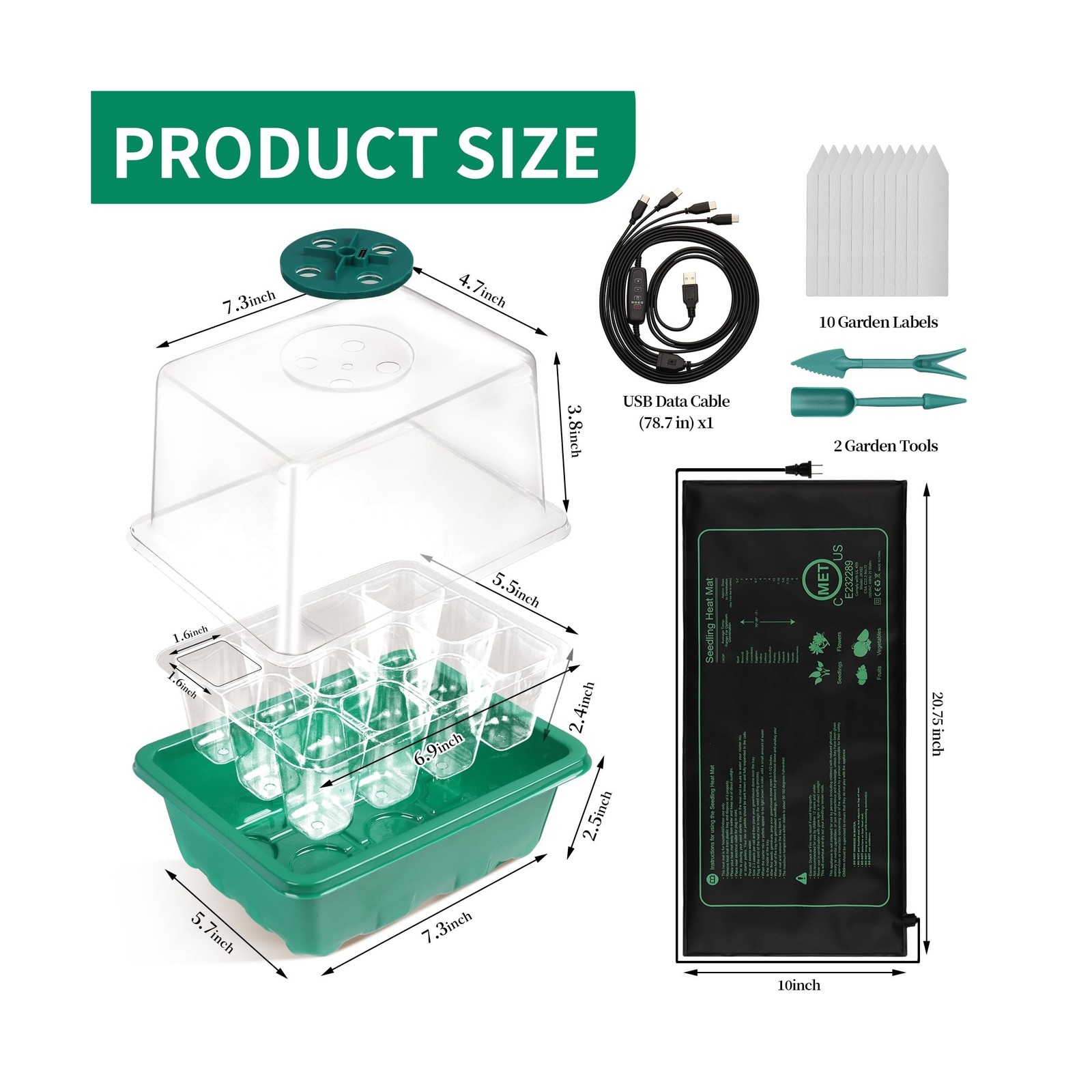4-Pack Seed Starter Tray with Grow Light and Heat Mat, 48 Cells Seed Starter …