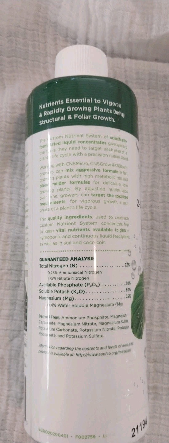 216 Nutrient Concentrate -SimplyGro Hydroponics for Soil, Coco, Hydro CNS GROW