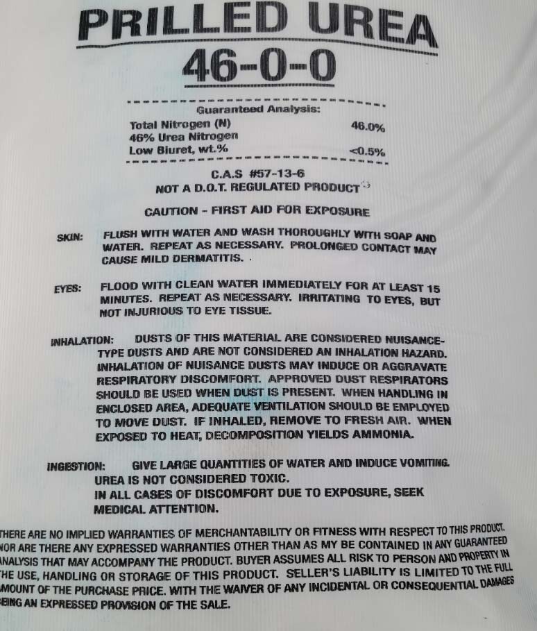 Nitrogen 46 0 0 Urea Fertilizer great for lawns, gardens, deer food plots