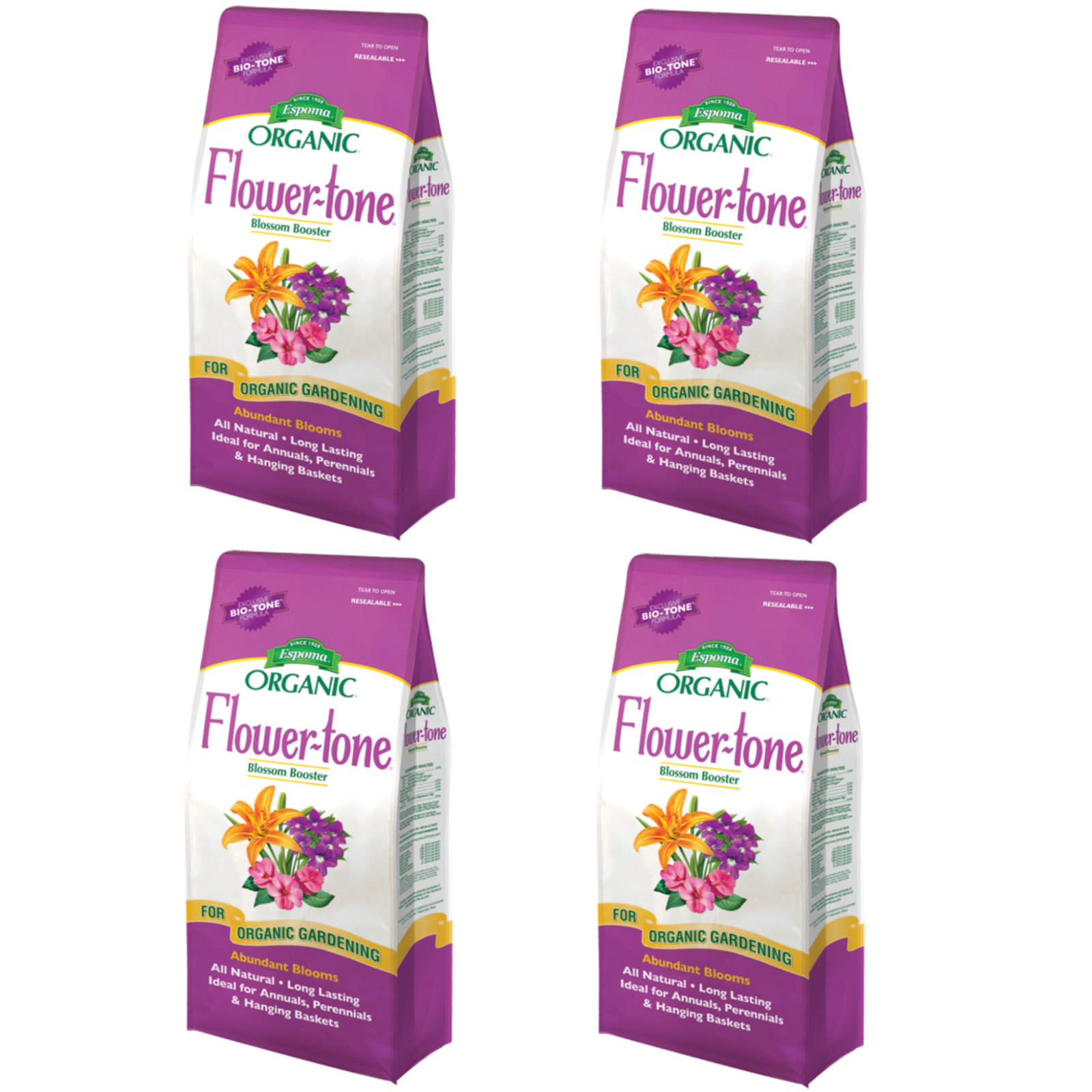 Espoma Organic Flower-Tone Bloom Booster – 18 Pounds, 4 Pack