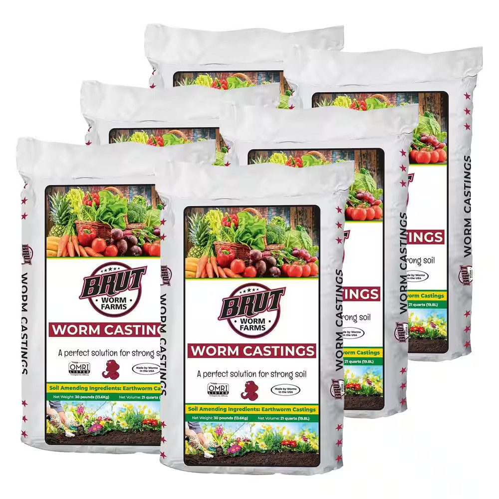 Organic Worm Castings Soil Builder, 30 Lbs. Bag (6-Pack)