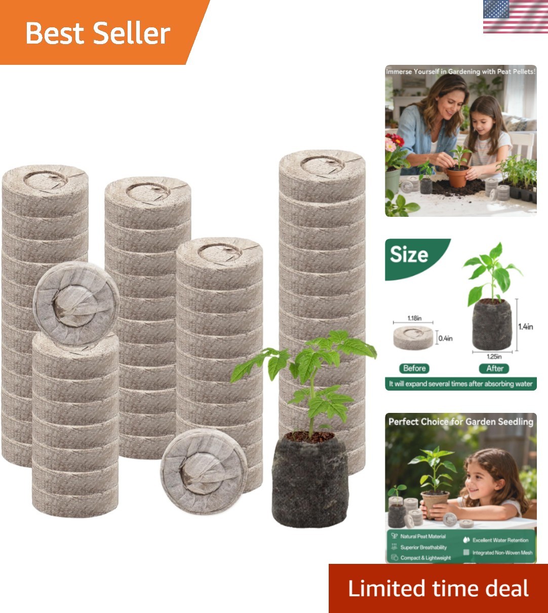 30mm Peat Pods – 55 Pcs Natural Soil Pellets for Seed Starting and Growth