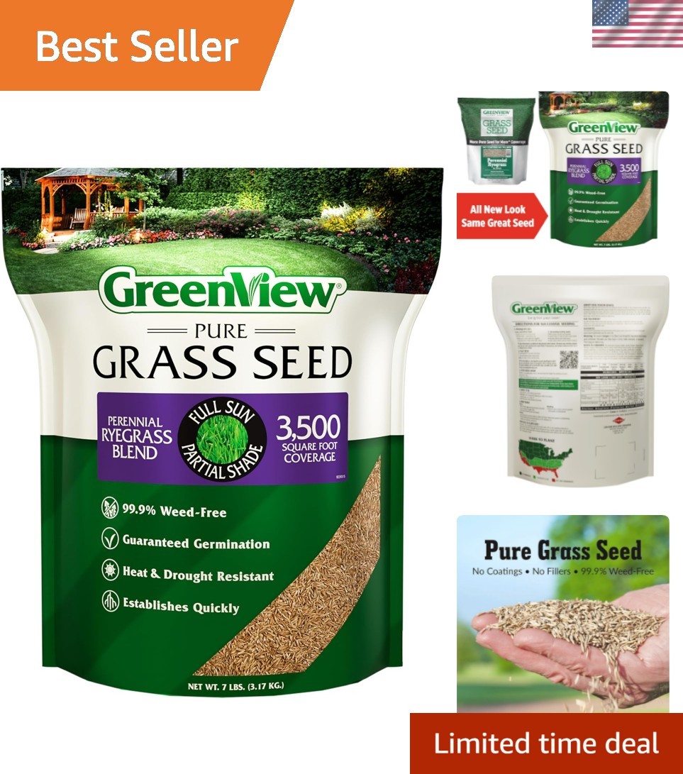 Pure Grass Seed Perennial Ryegrass Blend, 7 lb. Bag – Covers up to 3,500 sq. ft.