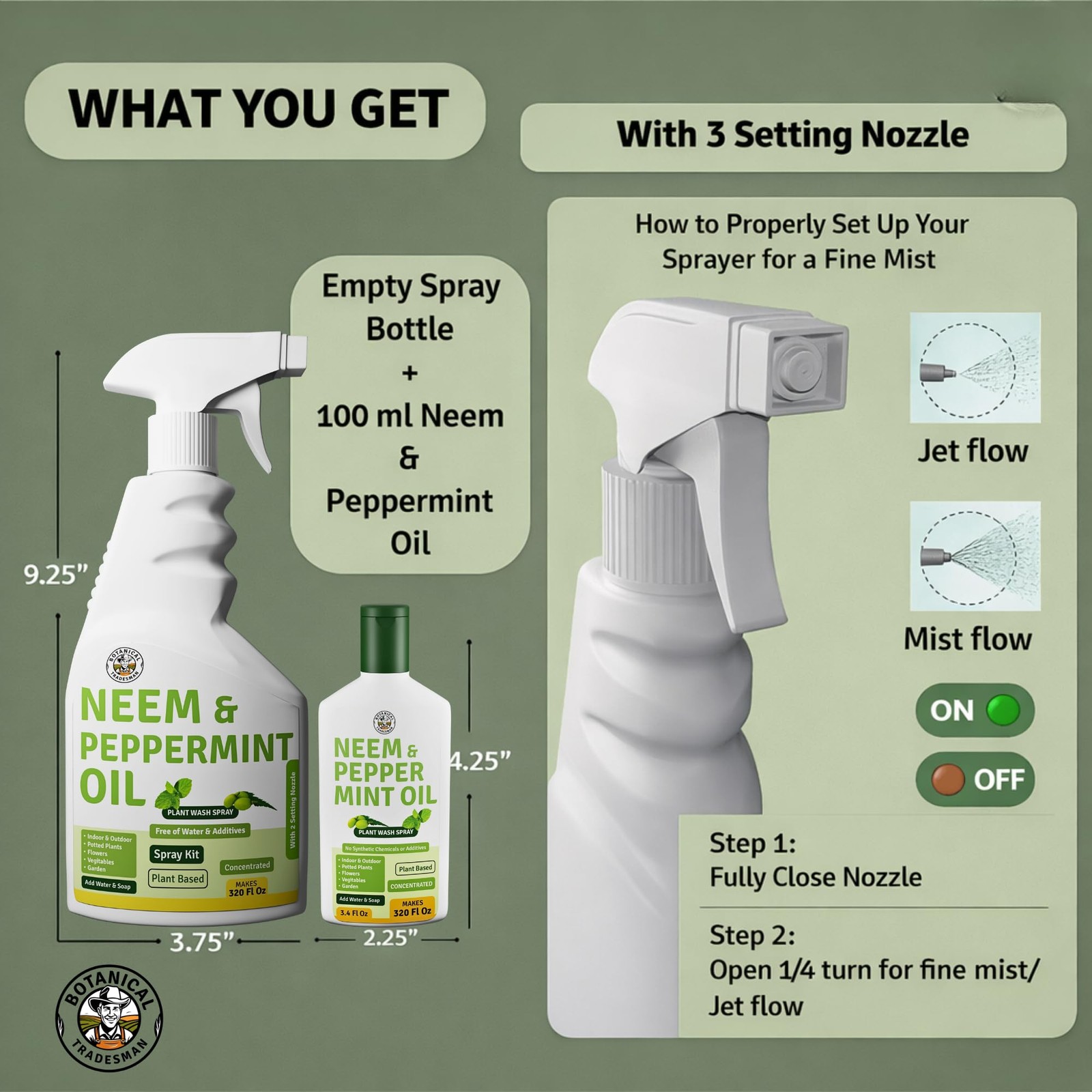 New Neem Oil Spray for Plants with Peppermint – Makes 320 Fl Oz 20 Times Refill-