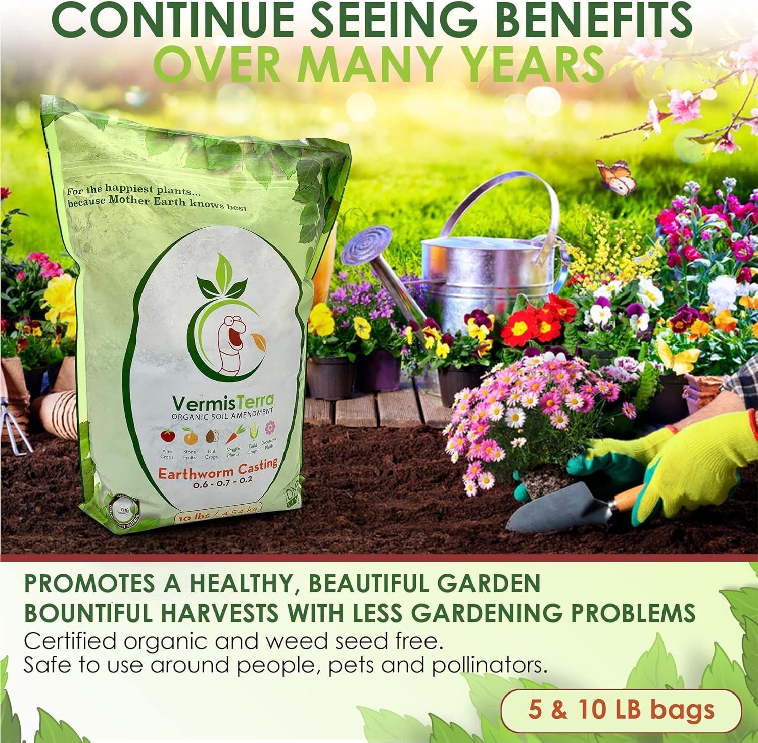 5 LB All-Natural Earthworm Castings – Boost Growth for Indoor & Outdoor Plants