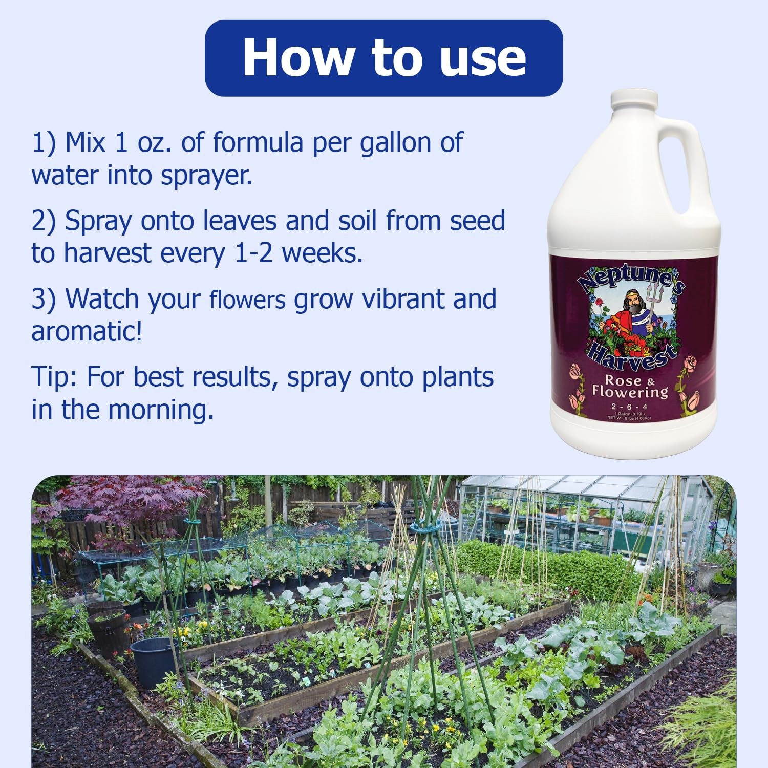 Rose & Flowering Fertilizer (2-6-4) – 1 Gallon – Organic Liquid Rose Food for…