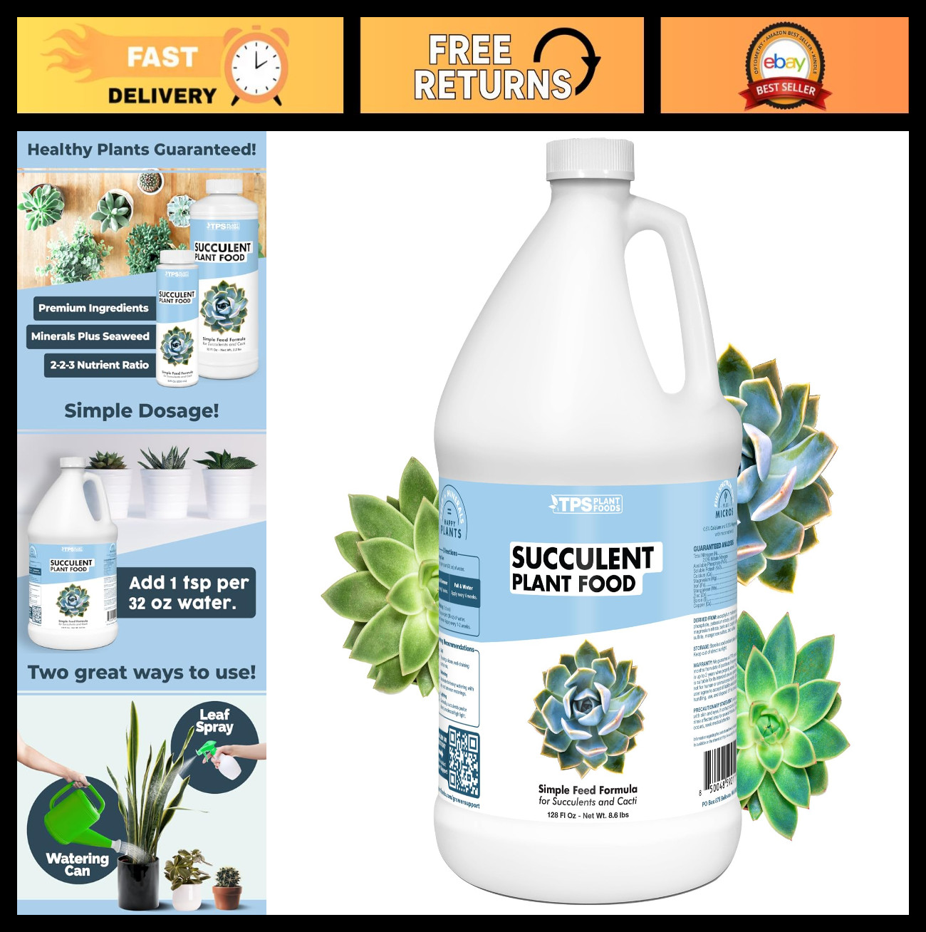 Liquid Fertilizer for Succulents – Boost Growth, Color & Root Strength, 1 Gallon