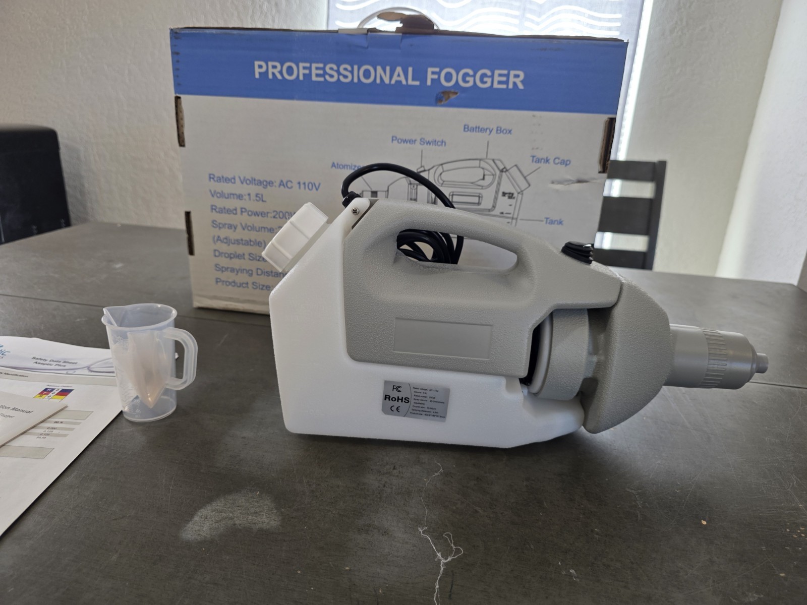 Corded Mini Disinfectant Fogger, Sprayer and Mister with 1.5 L Tank 200W NEW