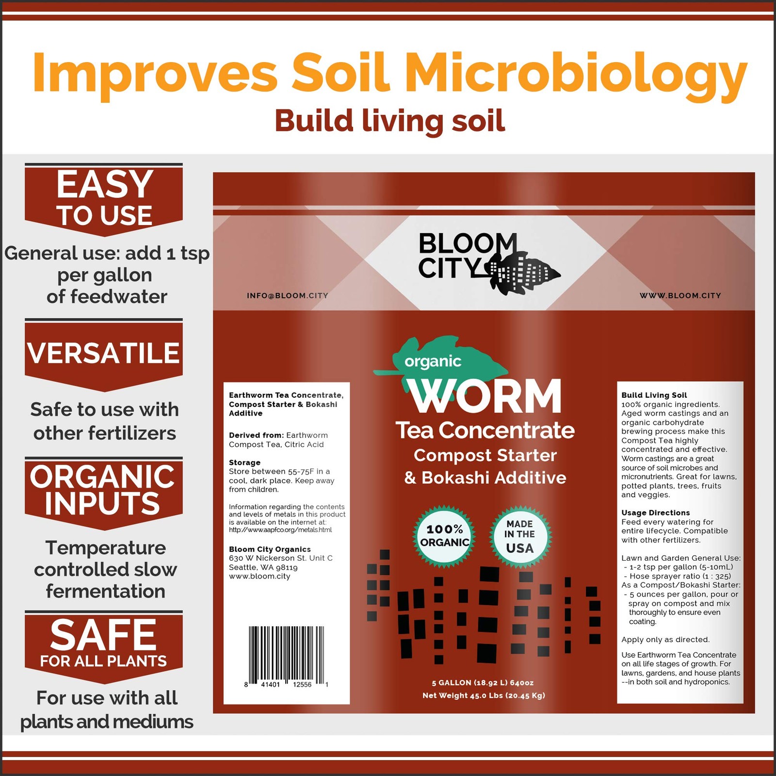 Organic Worm Tea Concentrate and Compost and Bokashi Booster, 1/2 Pint (8 oz)