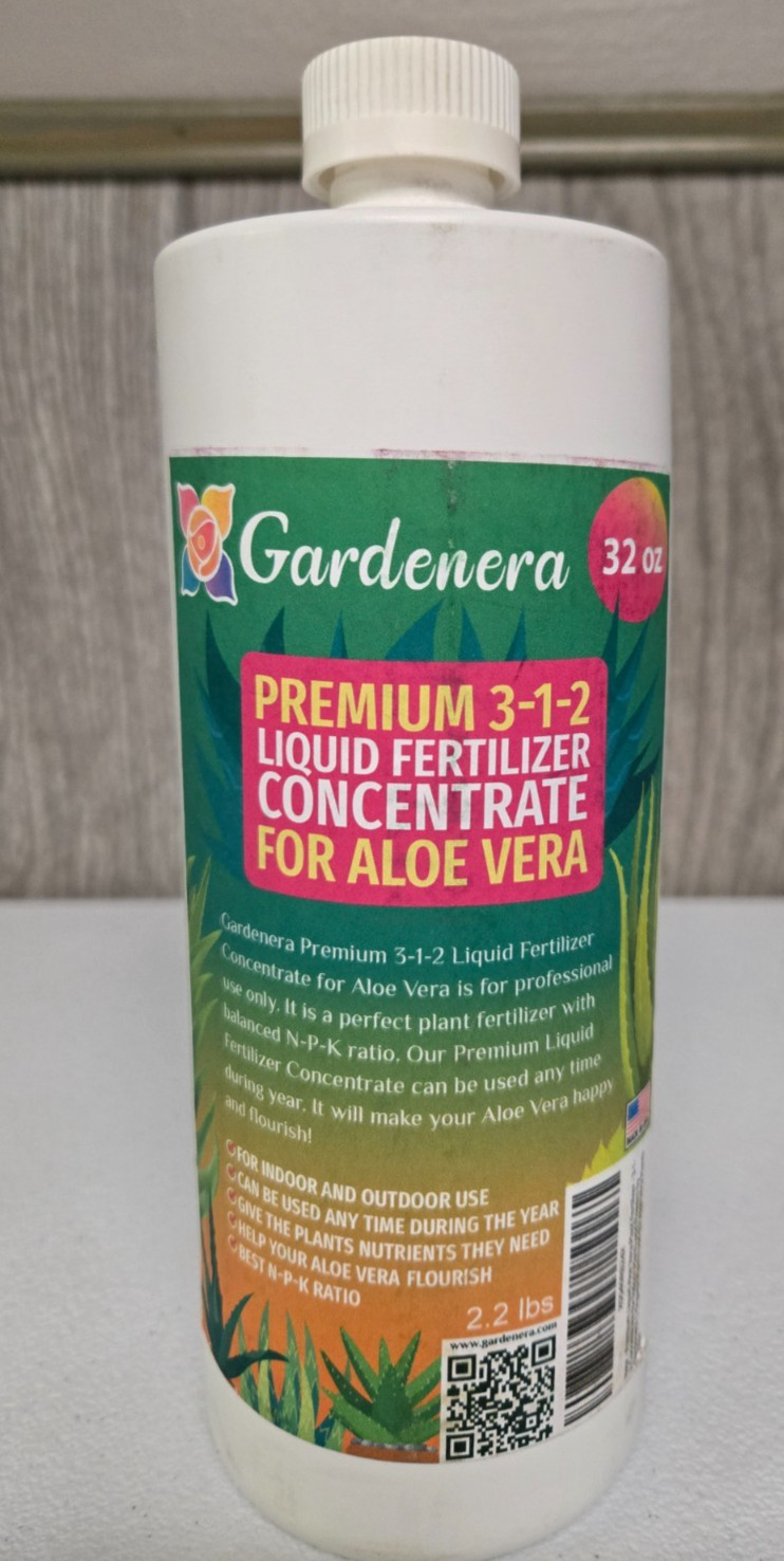 Gardenera 32oz Liquid Aloe Vera Plant Fertilizer Food 3-1-2 Organic Concentrate