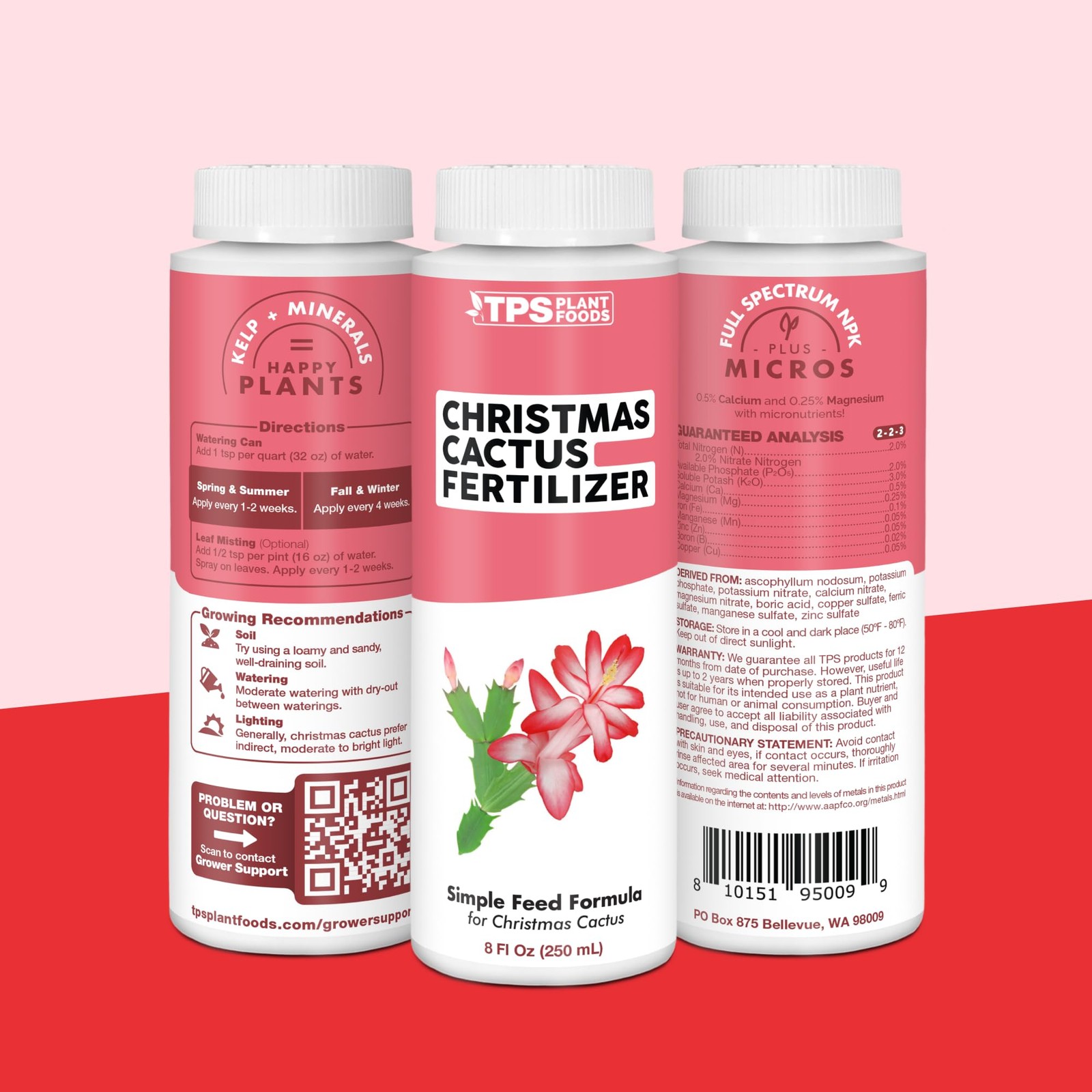 Christmas Cactus Fertilizer – Liquid Plant Food for More 8 oz (1/2 Pint)
