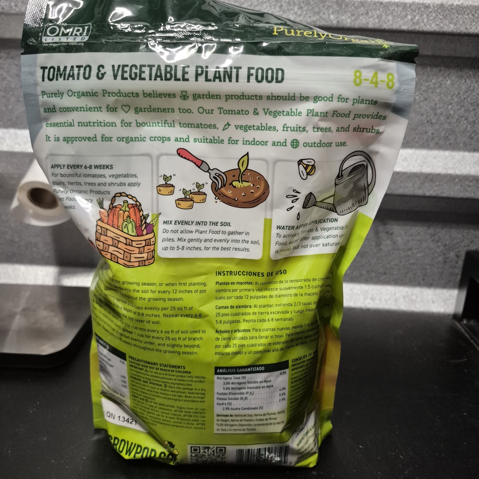 8-4-8 Purely Organic Tomato & Vegetable Plant Food, Natural & Organic Fertilizer