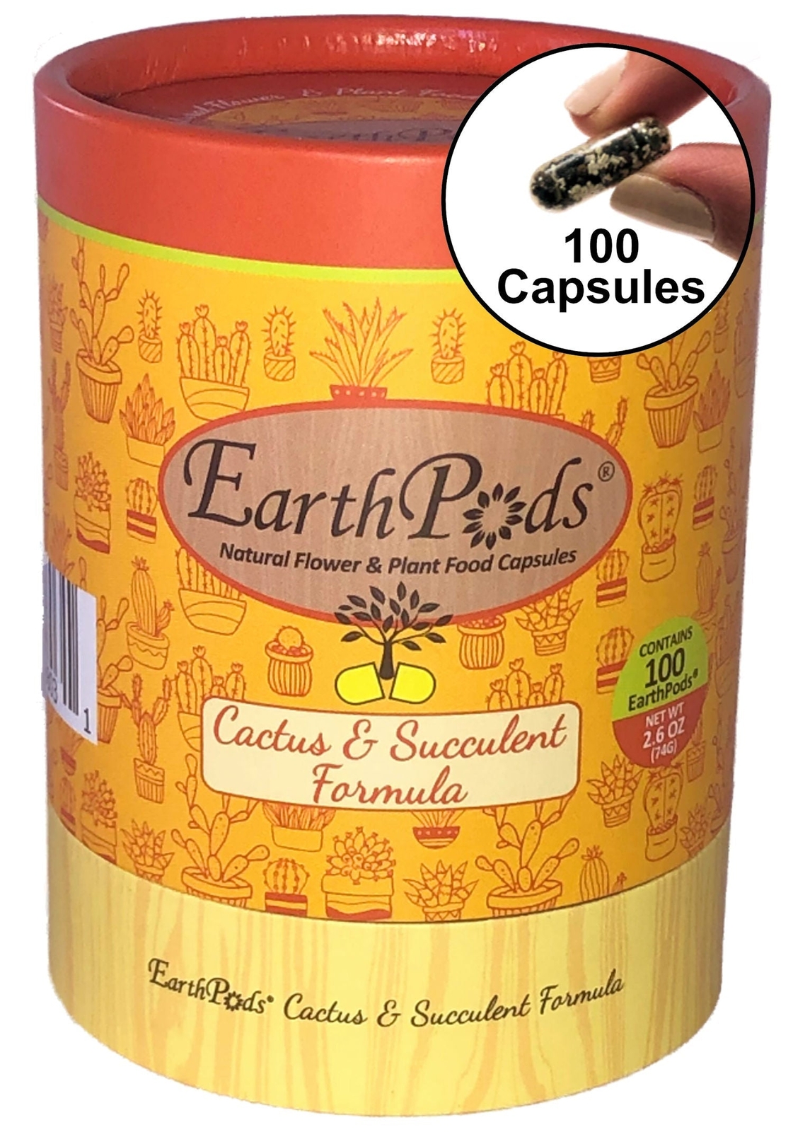 EarthPods® CACTUS + SUCCULENT Organic Plant Food Spikes (100 Fertilizer Capsules