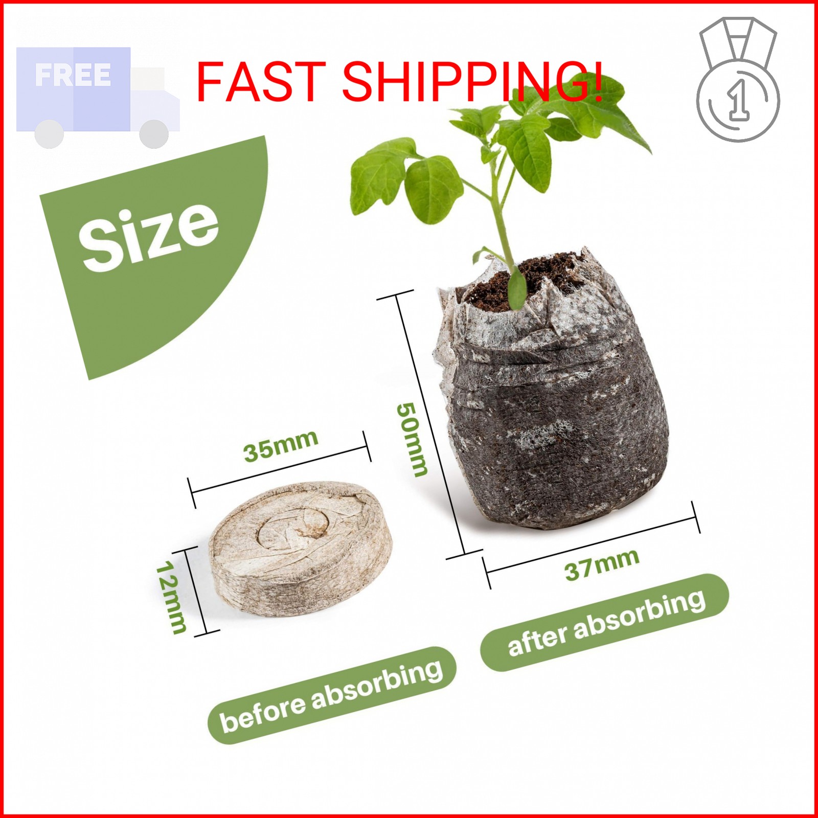 MAQIHAN 50PCS Peat Pellets for Seedlings – 35MM Seed Starter Pellets Peat Pods f