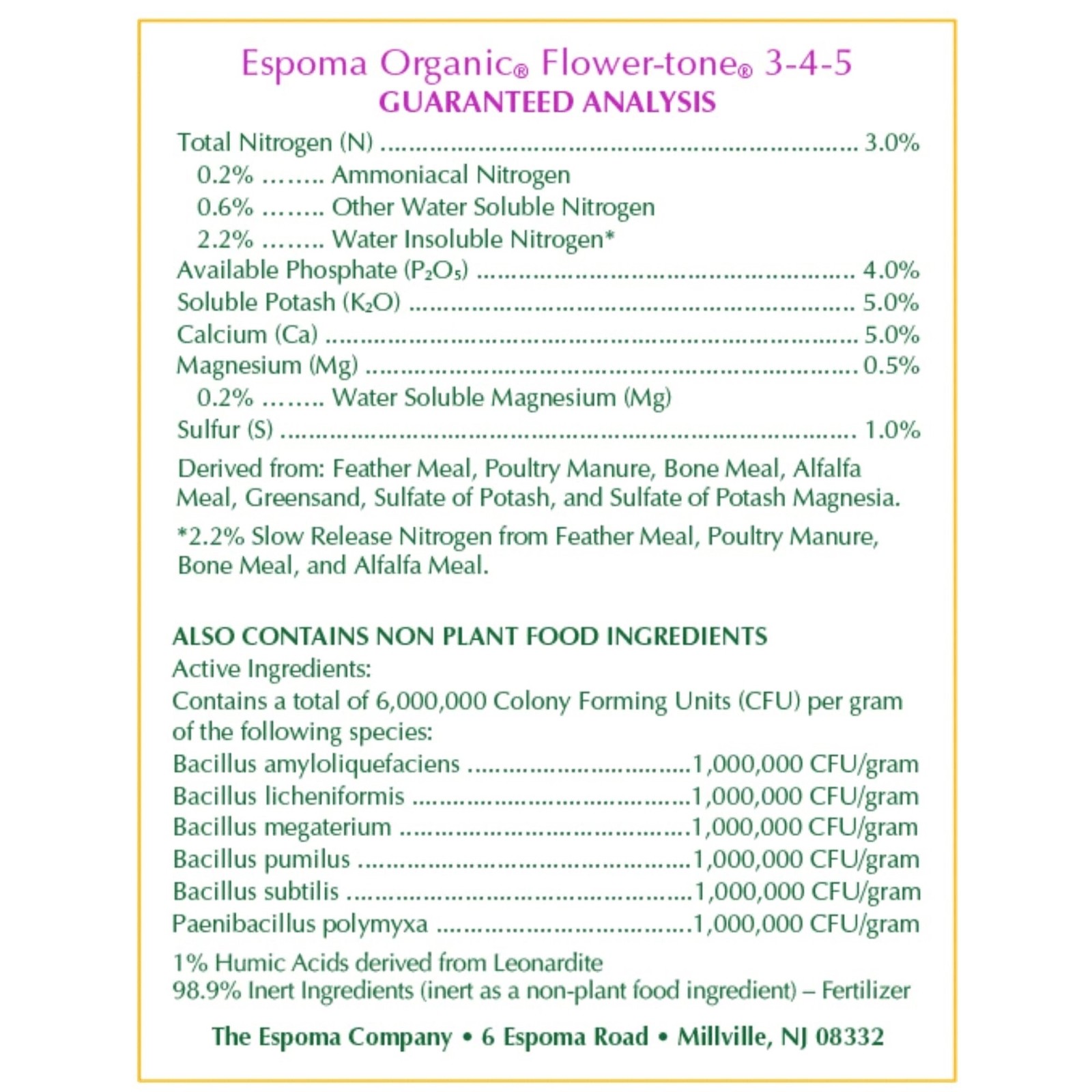 Espoma Organic Flower-Tone Bloom Booster – 18 Pounds