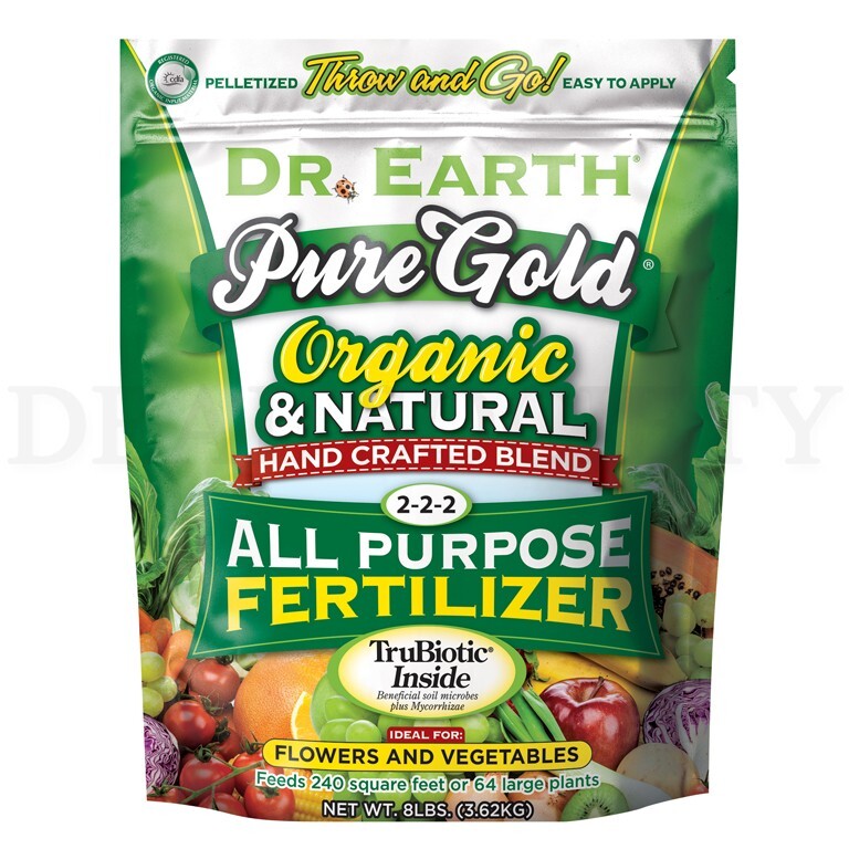 Dr. Earth 8 lb. 240 sq. ft. Pure Gold All-Purpose 2-2-2 Fertilizer