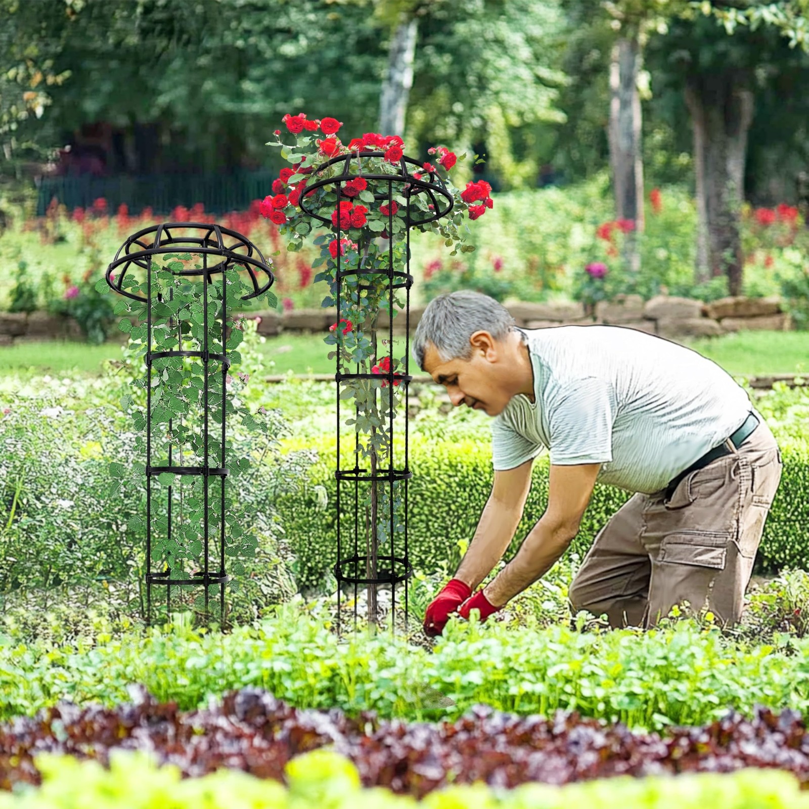 76” Garden Trellis for Climbing Plants, 1 Pack Mushroom Plant Support for