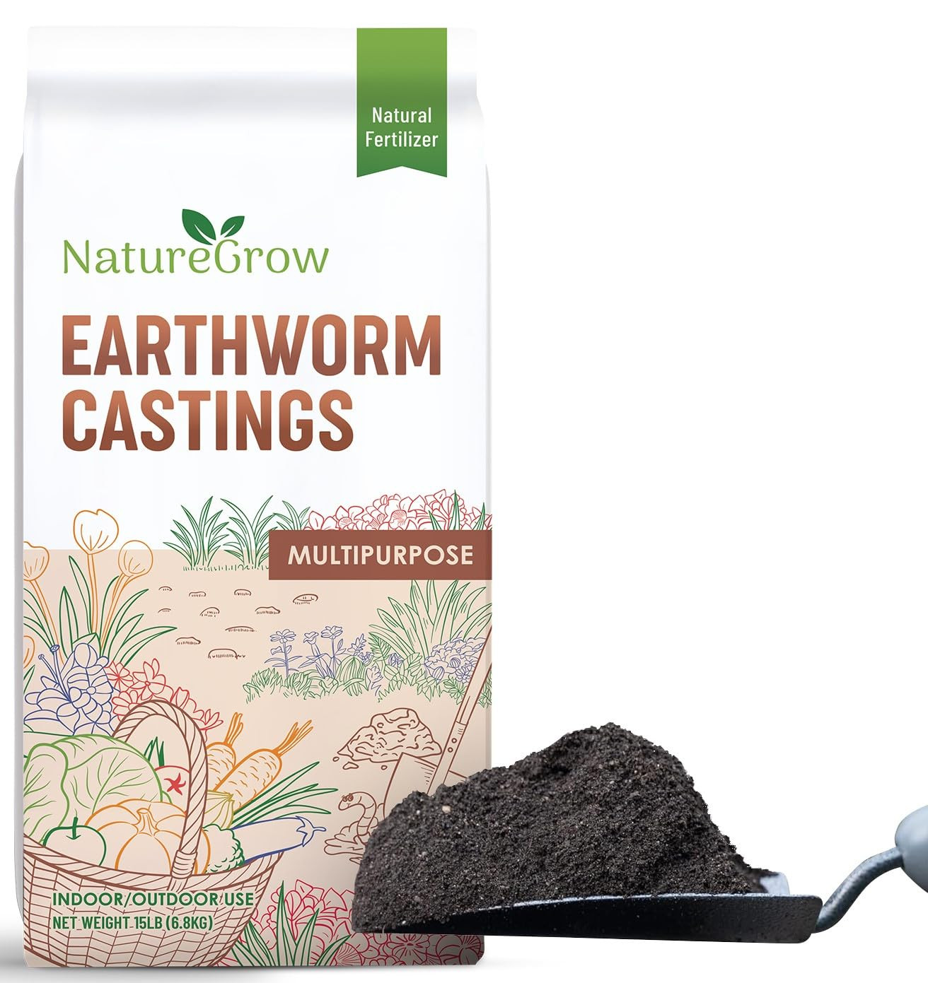Earth Worm Castings 15LB – Organic Fertilizer Includes Humic Acid – Pure Worm Ca