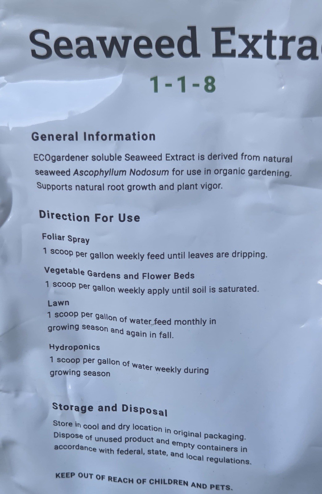 Eco Gardener Seaweed Extract Fertilizer Powdered Organic Soil Conditioner 2.2lbs