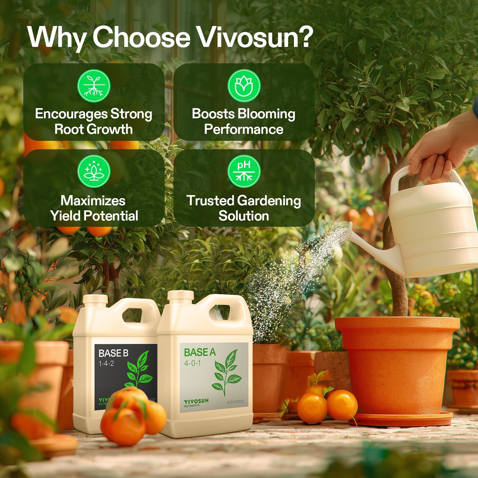 VIVOSUN 32 oz Liquid Nutrients Fertilizer Base A & B Bundle 100% Water Soluble