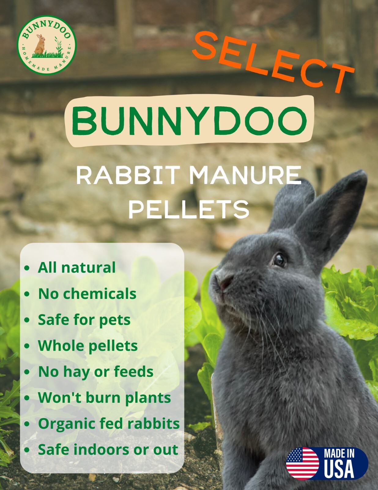 Organic Bunny Rabbit Manure- 2 Pound Bag- Clean Without Hay, Pellets or Food