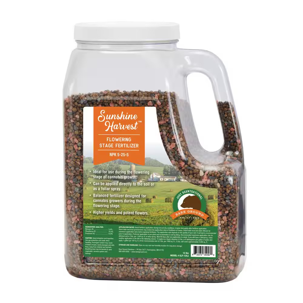 12 Lbs. Jug Sunshine Harvest Ganja Grower’S Flowering Stage Fertilizer NPK 5-25-