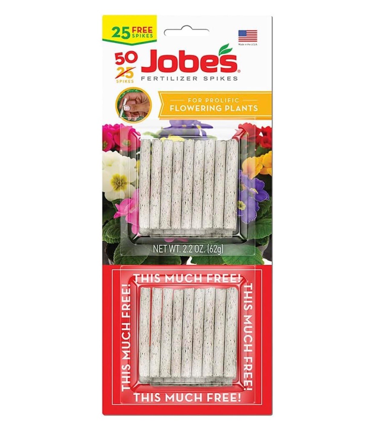 2 Pack Jobes Fertilizer Spikes Prolific Flowering Plants Contains 100 Spikes