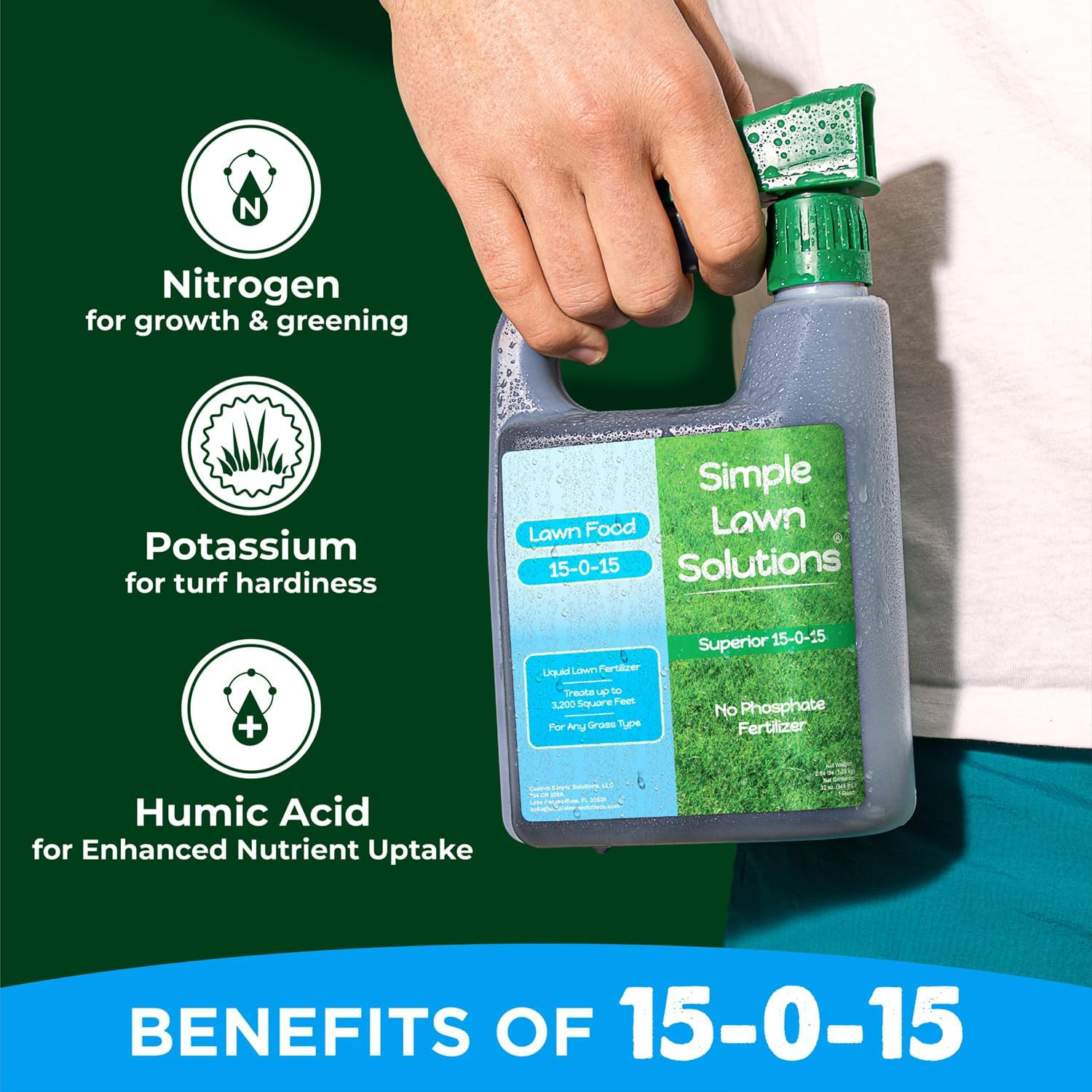 Superior 15-0-15 Liquid Lawn Fertilizer – Lawn Food for Growth & Green – Nitroge