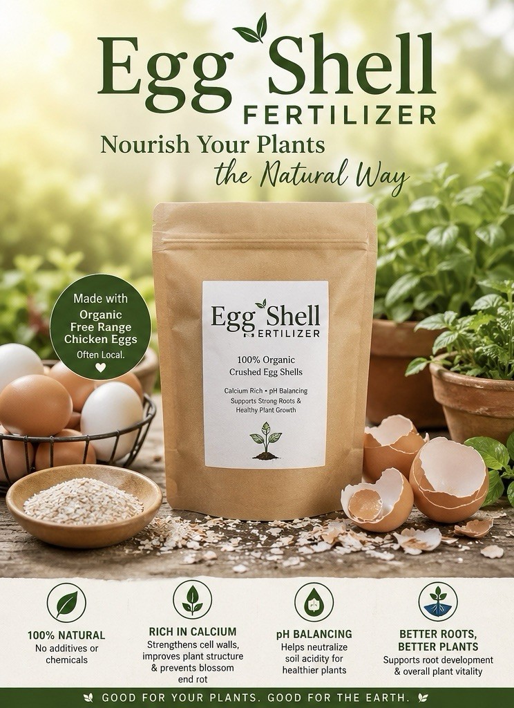 Egg Shells 1 Pound (16oz) Vacuum-Sealed Organic Plant Garden Calcium Fertilizer