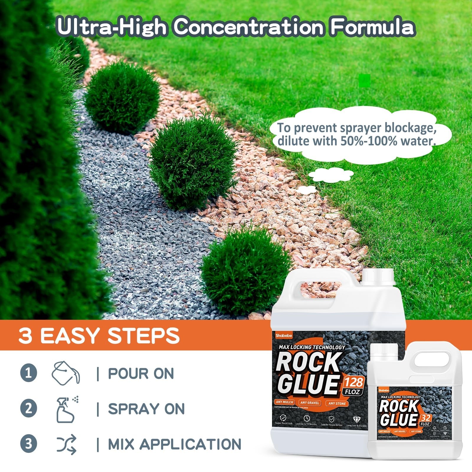 Rock Glue, 1Gallon Mulch Bond for Landscaping with Sprayer, Lasts Up to 2 Yea…