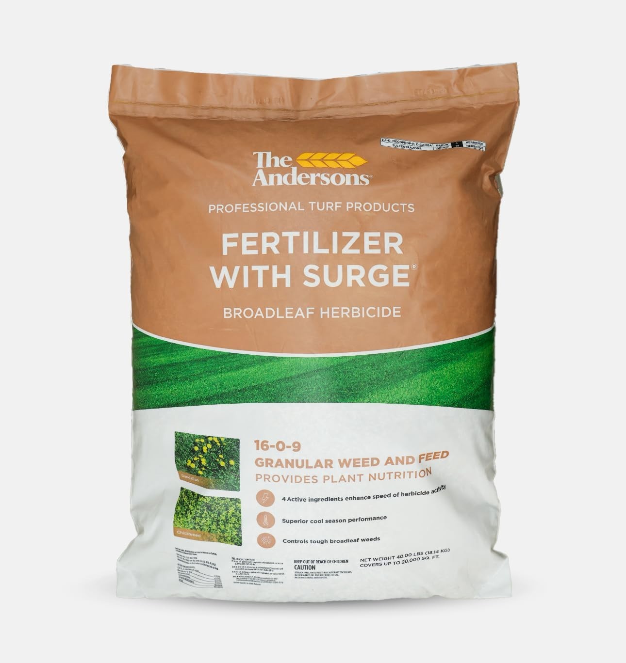 Surge Weed & Feed 40lb Granules 16k sq ft Control Fertilizer