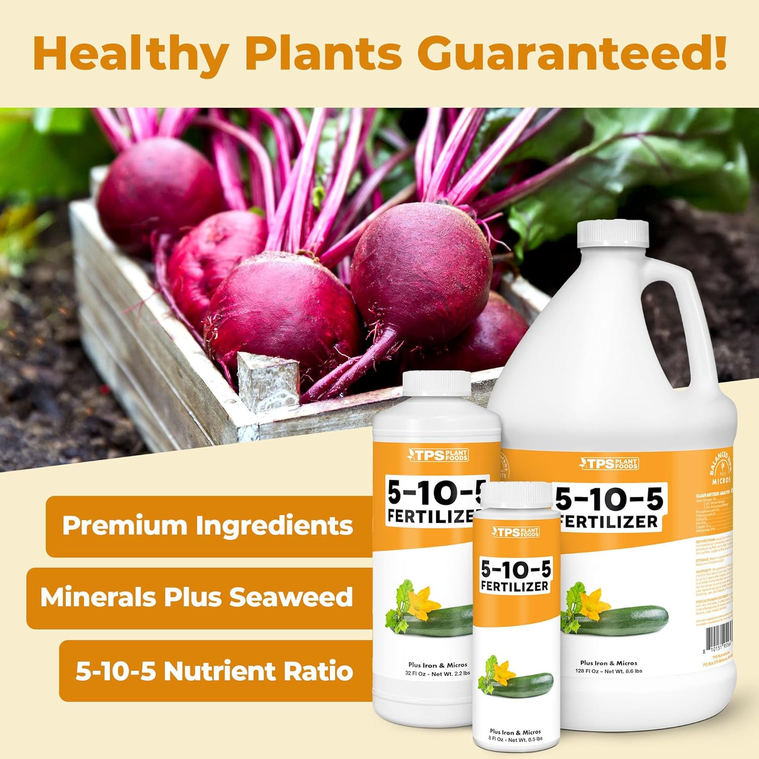 5-10-5 Fertilizer for Plants, Great for Root Vegetables, Fruiting Vegetables, an