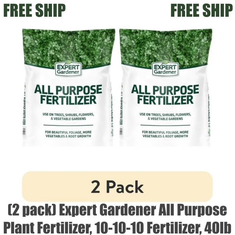 (2 pack) Expert Gardener All Purpose Plant Fertilizer, 10-10-10 Fertilizer, 40lb