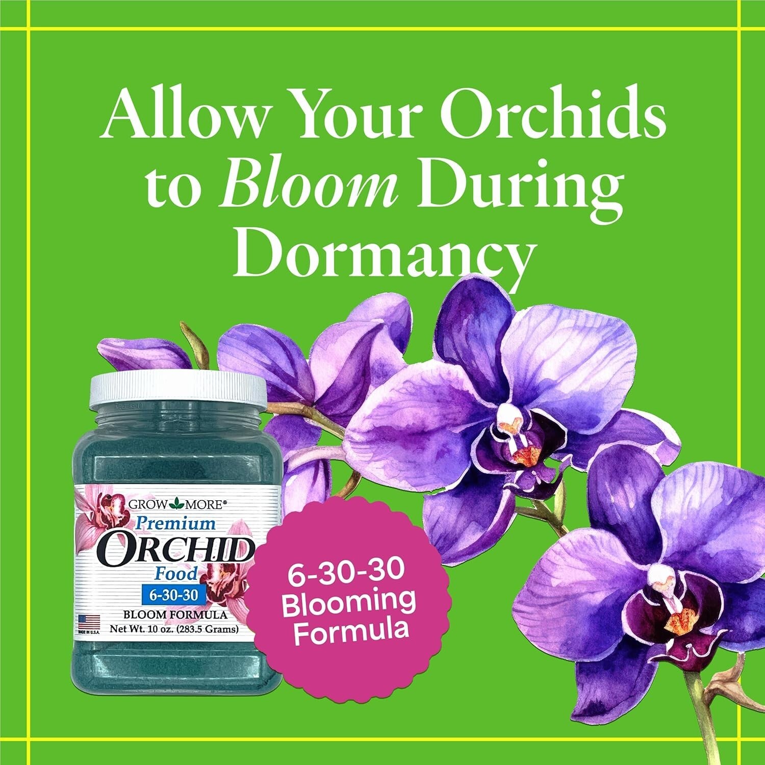 Grow More Premium Bloom Formula 6-30-30 Orchid Food Fertilizer – 10oz