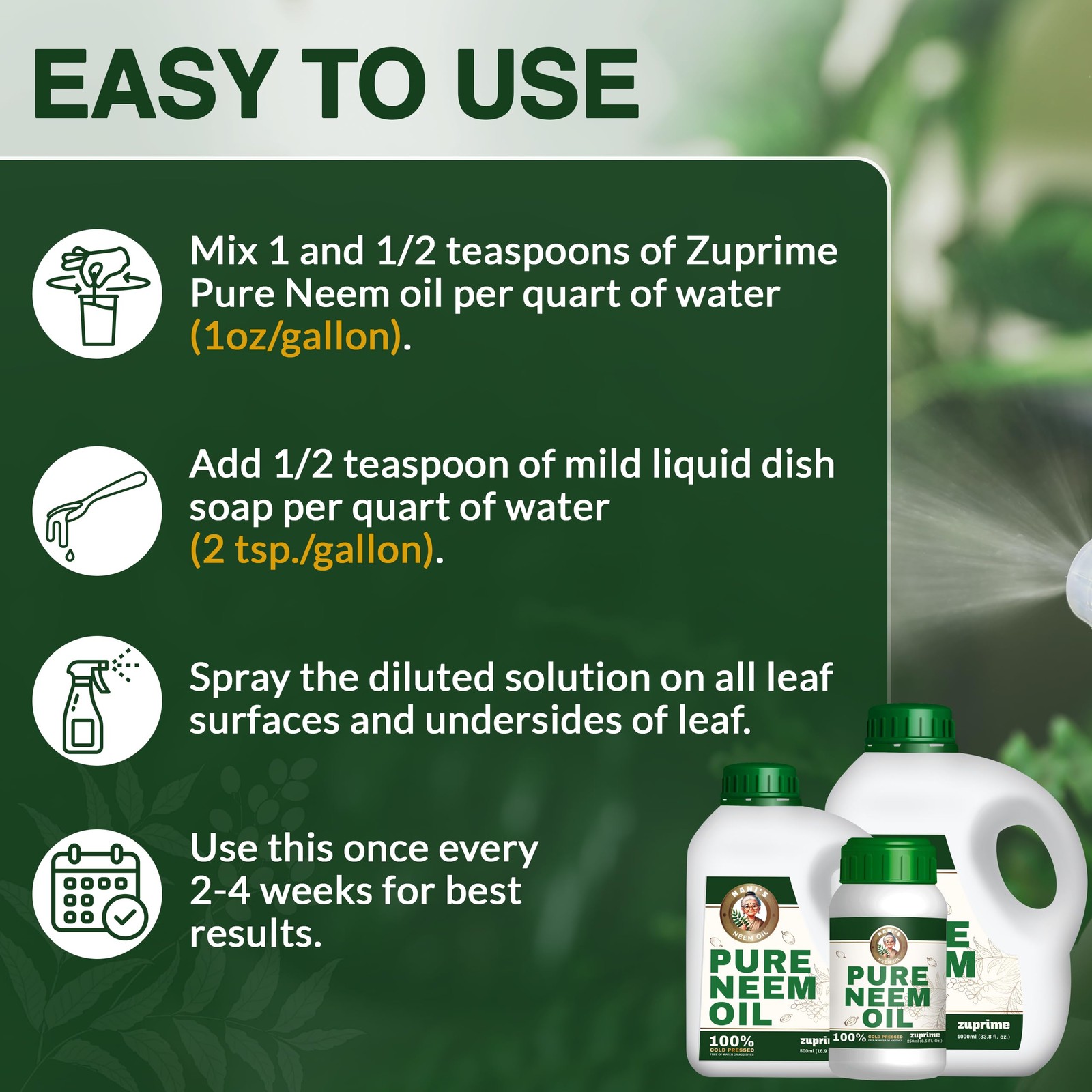 Nani’s Pure Neem Oil for Plants Concentrate Dilute for Use as Organic Neem O…
