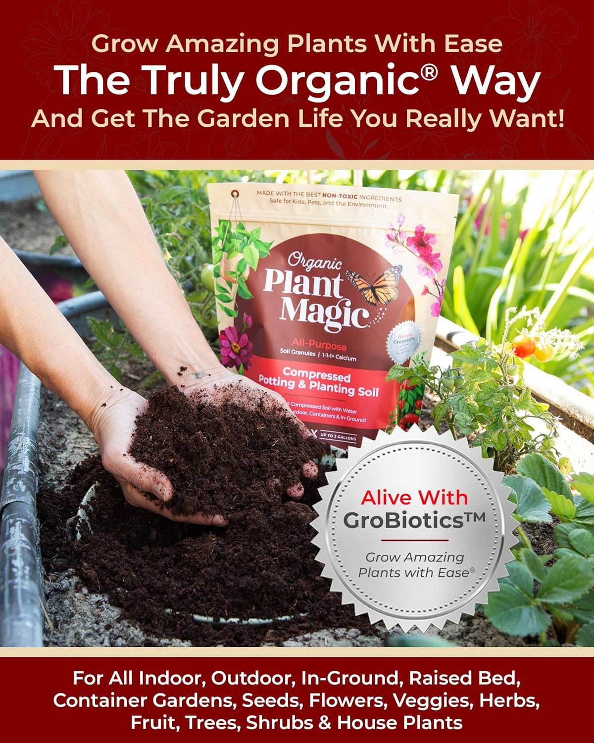 Compressed organic potting soil: 100% organic