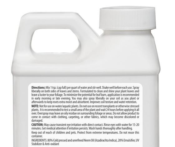 Neem Oil Cold Pressed Water Soluble Concentrate, Garden Healthy Makes 12 Gallons