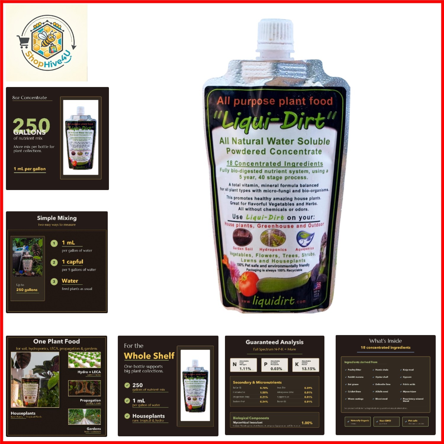 LiquiDirt Organic All-Purpose Plant Food – 100% -Digested Liquid Fertilizer f…