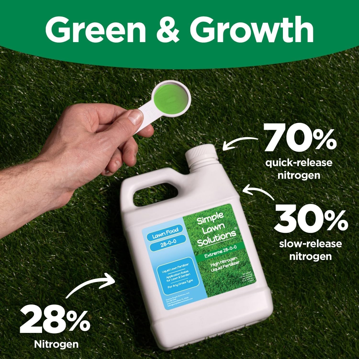 Maximum Green & Growth- High Nitrogen 28-0-0 NPK- Lawn Food Quality Liquid Fe…
