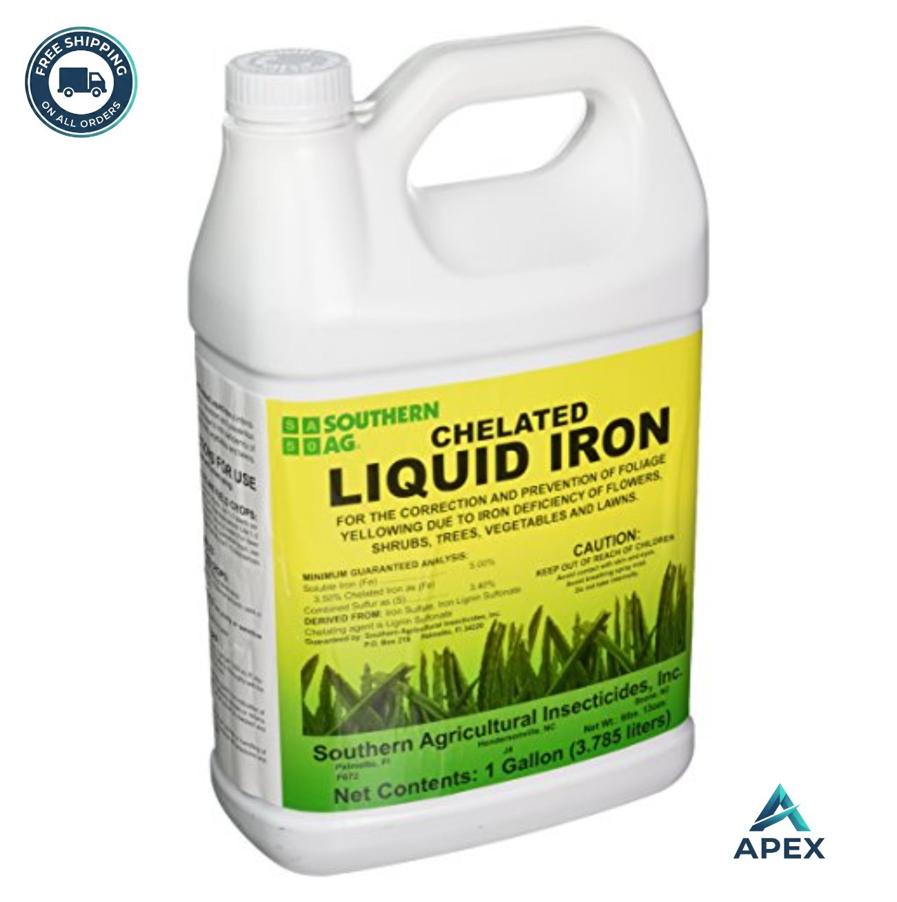 Liquid Iron Chelated 5% 1 Gallon For Lawns Trees Vegetables Flowers Shrubs